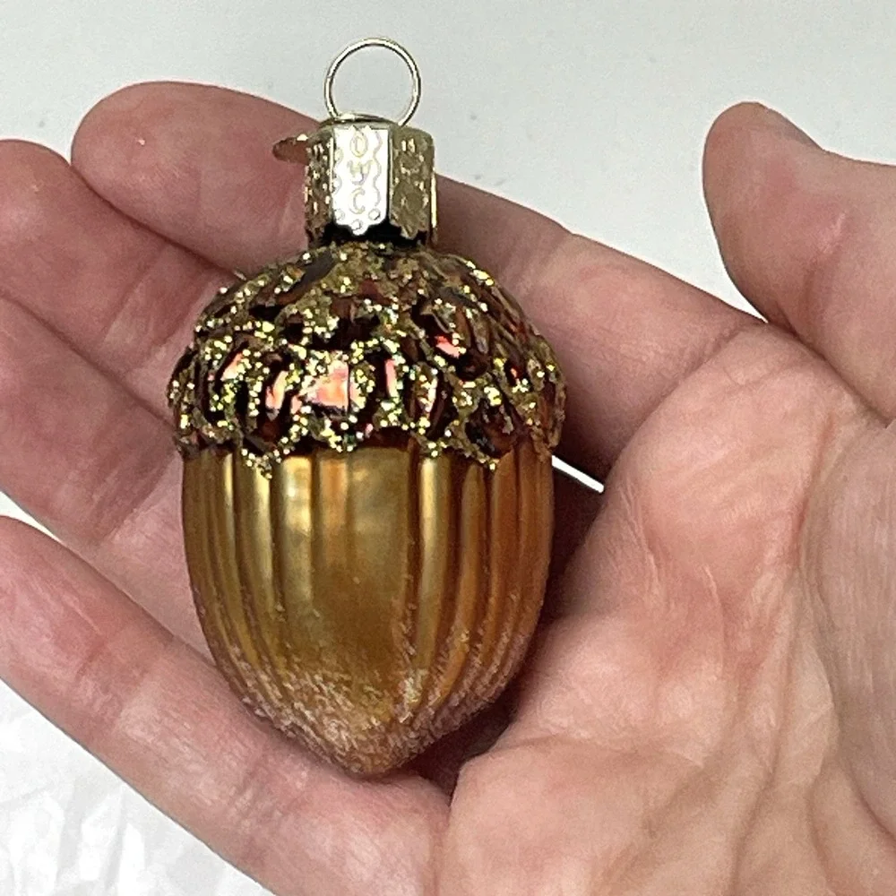 Old World Christmas Midwest Cannon Falls Glass Acorn Ornaments Mini Lot of 2